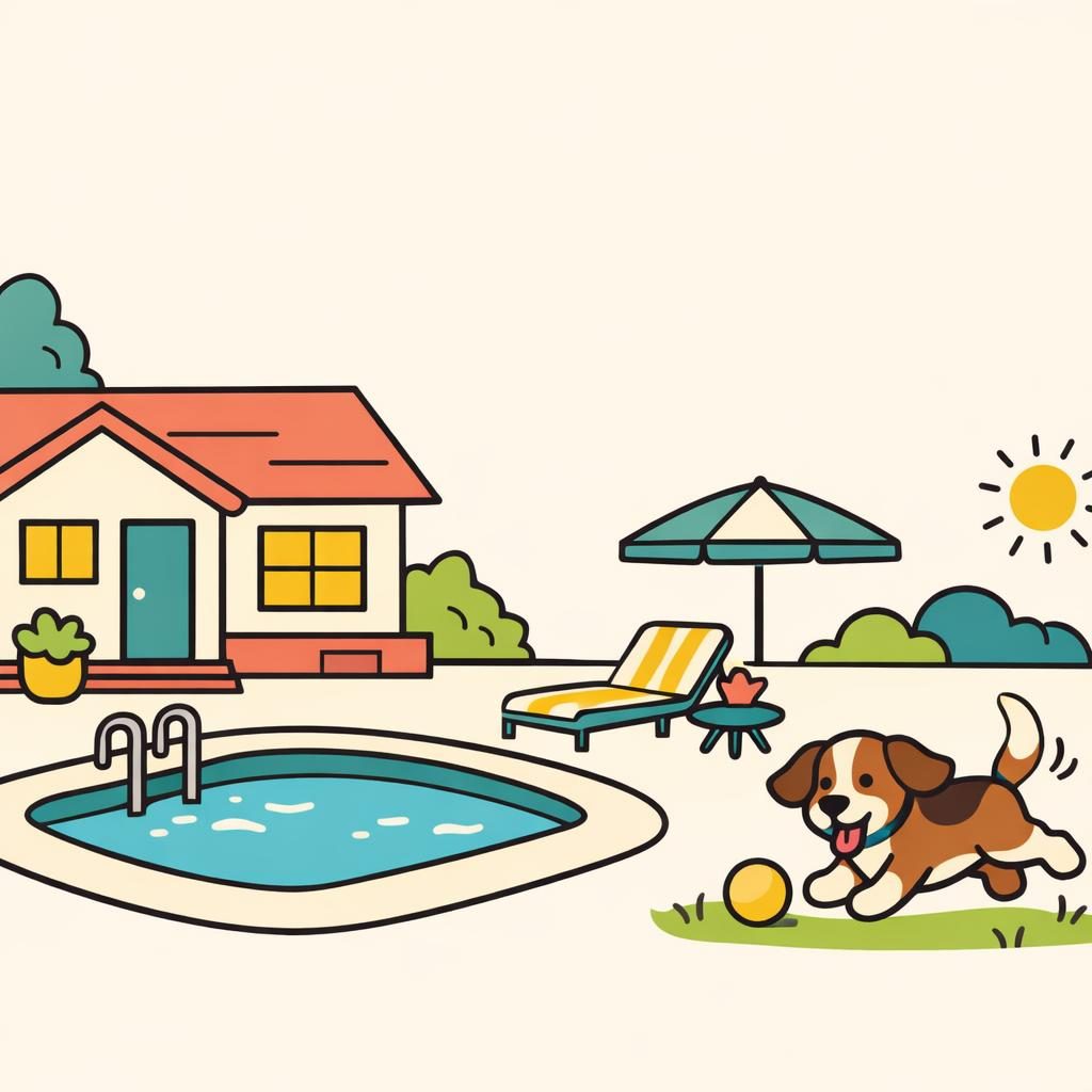 home with new pool and dog